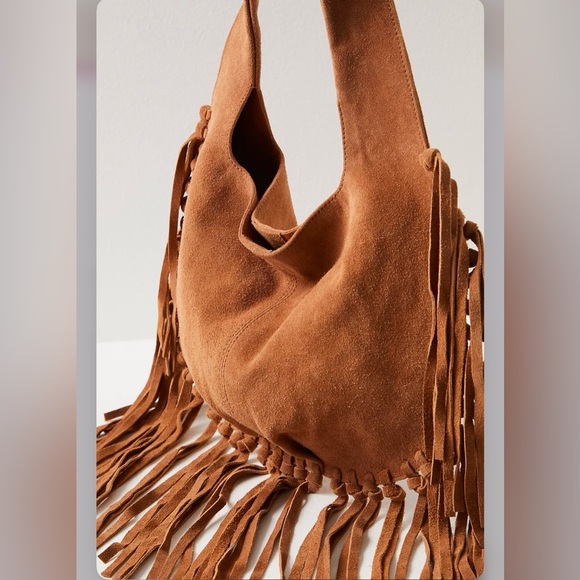 Free People Tan Suede Fringe Hobo Bag - Picture 5 of 16